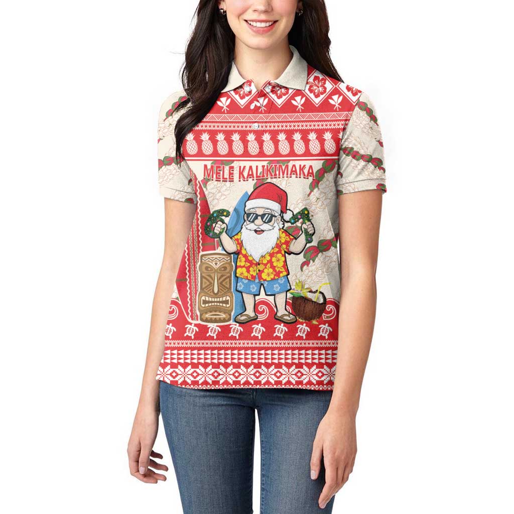 Hawaii Christmas Six Seven Women Polo Shirt Mele Kalikimaka Funny Santa 67 Gen Alpha Slang - Polynesian Pride