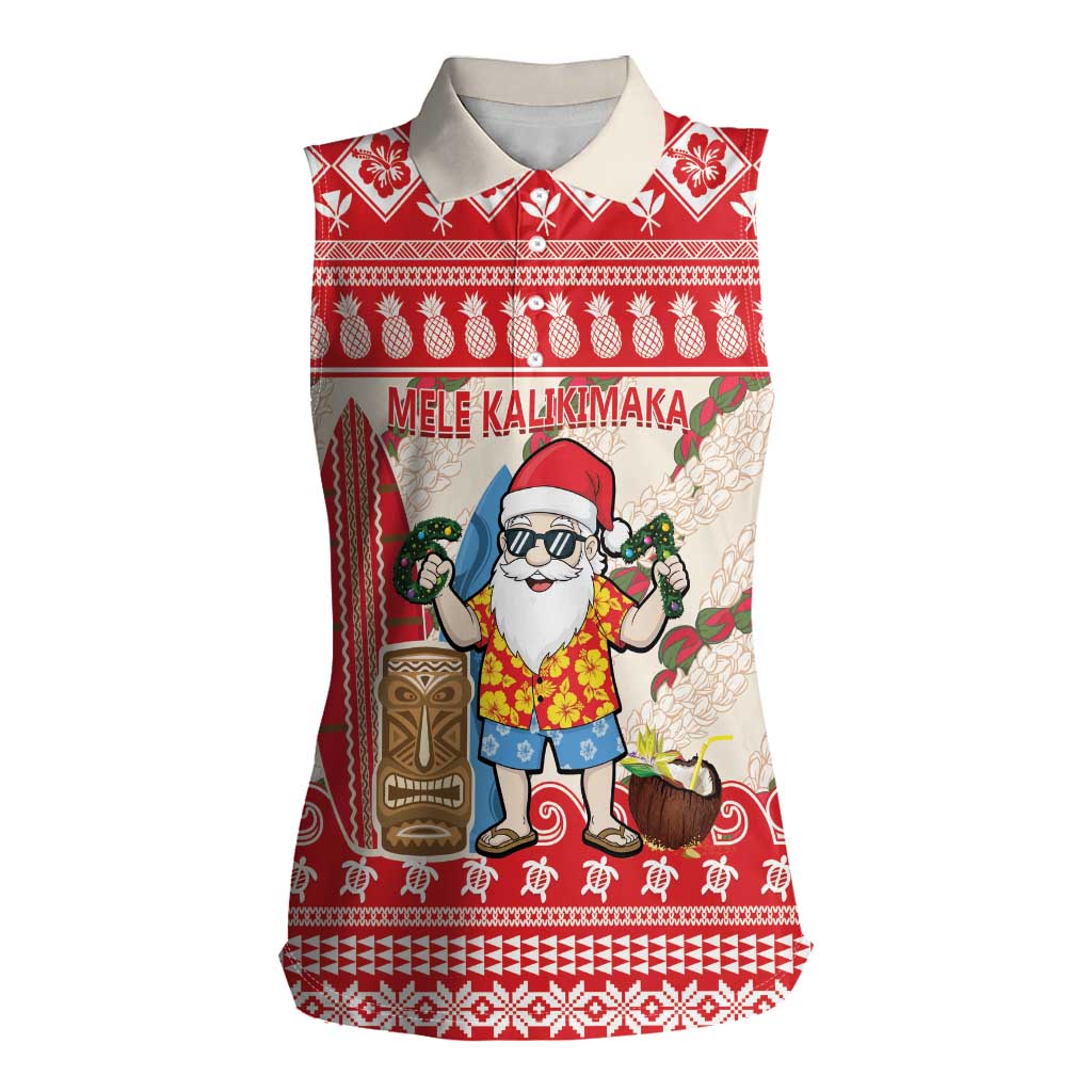 Hawaii Christmas Six Seven Women Sleeveless Polo Shirt Mele Kalikimaka Funny Santa 67 Gen Alpha Slang - Polynesian Pride