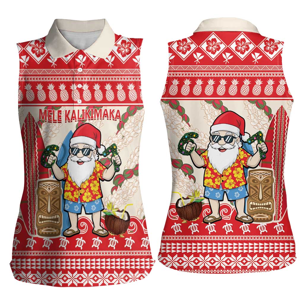 Hawaii Christmas Six Seven Women Sleeveless Polo Shirt Mele Kalikimaka Funny Santa 67 Gen Alpha Slang - Polynesian Pride