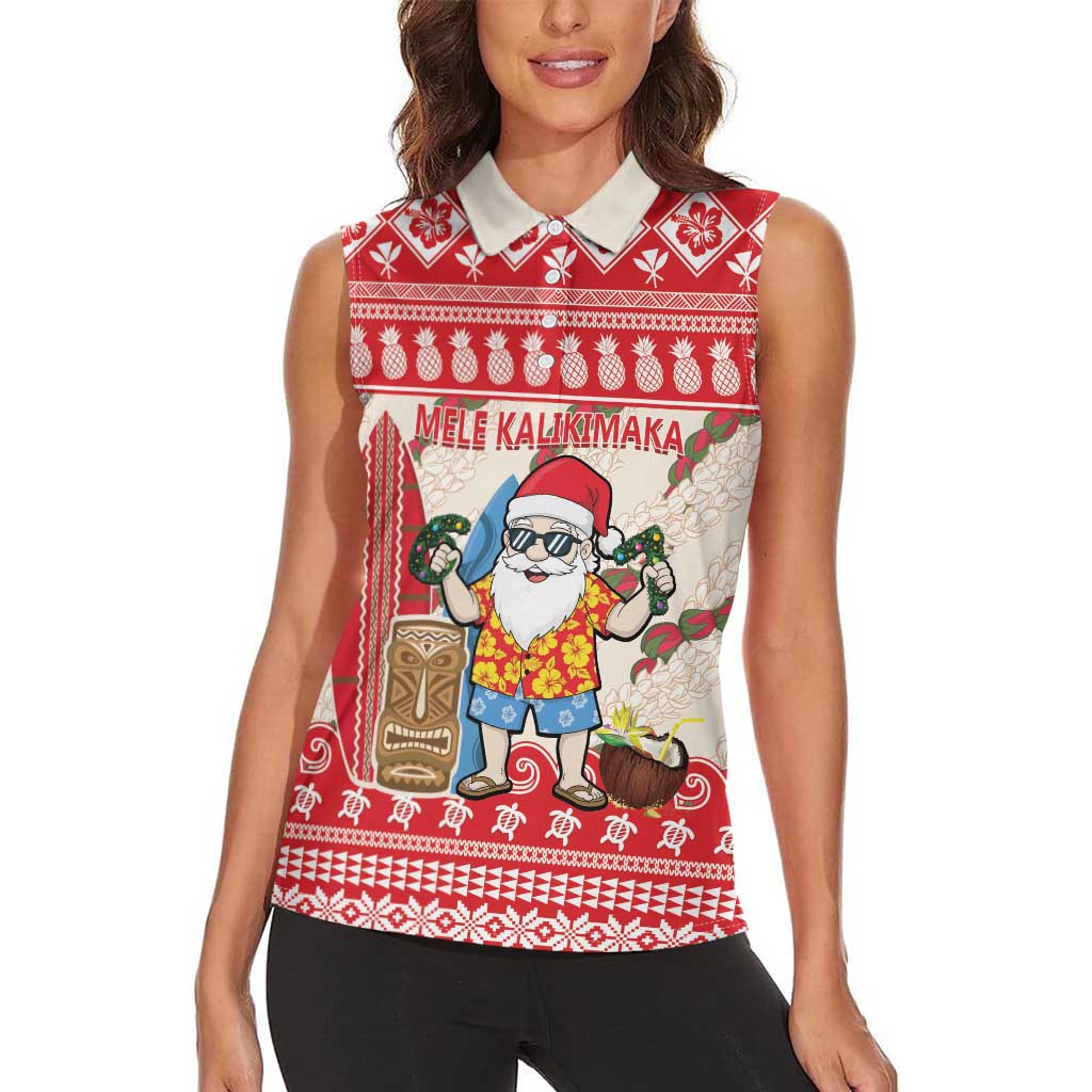 Hawaii Christmas Six Seven Women Sleeveless Polo Shirt Mele Kalikimaka Funny Santa 67 Gen Alpha Slang - Polynesian Pride