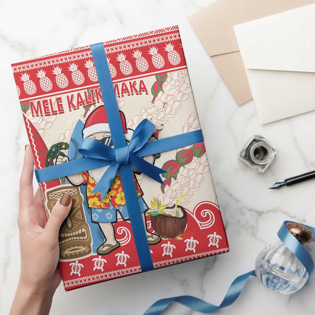 Hawaii Christmas Six Seven Wrapping Paper Mele Kalikimaka Funny Santa 67 Gen Alpha Slang - Polynesian Pride