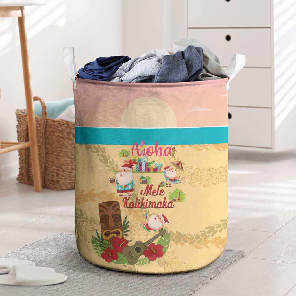 Aloha Hawaii Mele Kalikimaka Laundry Basket Beachy Funny Santa Hawaiian Lei - Polynesian Pride