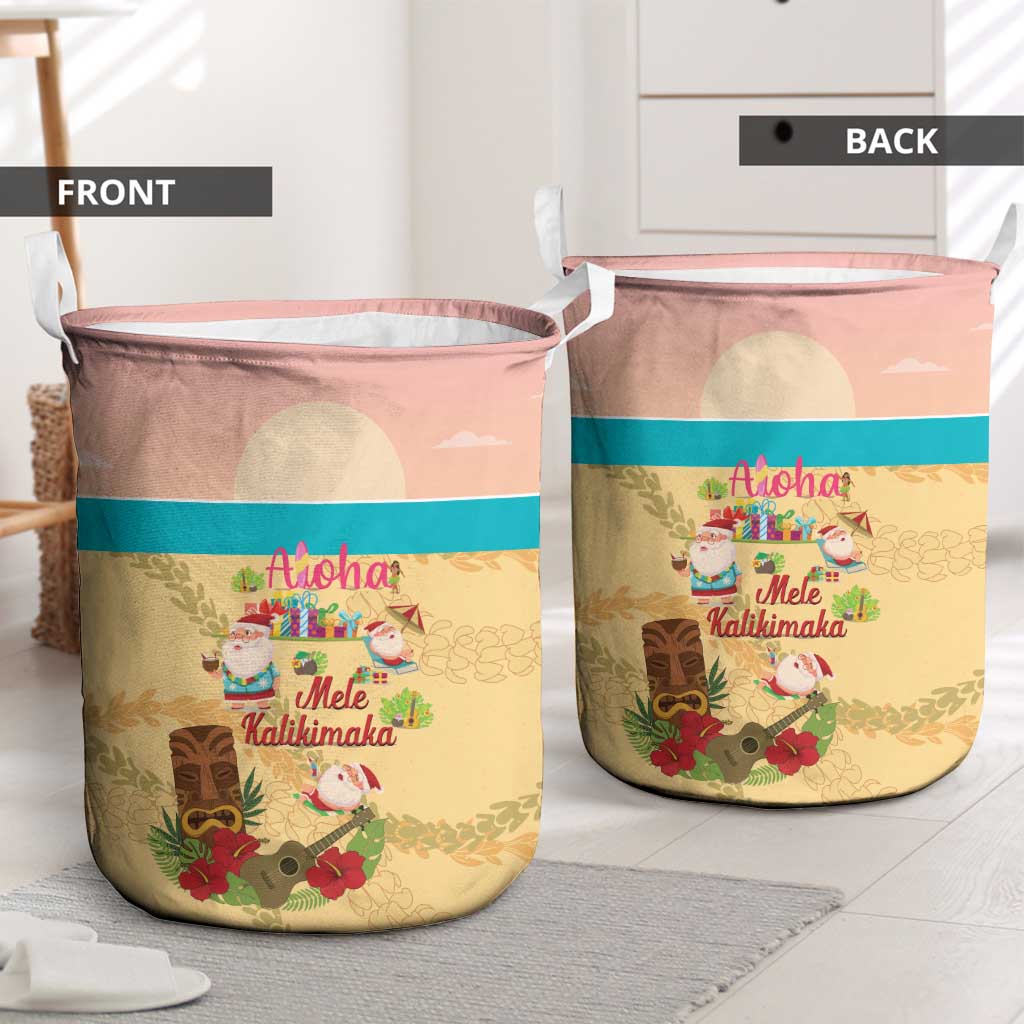 Aloha Hawaii Mele Kalikimaka Laundry Basket Beachy Funny Santa Hawaiian Lei - Polynesian Pride