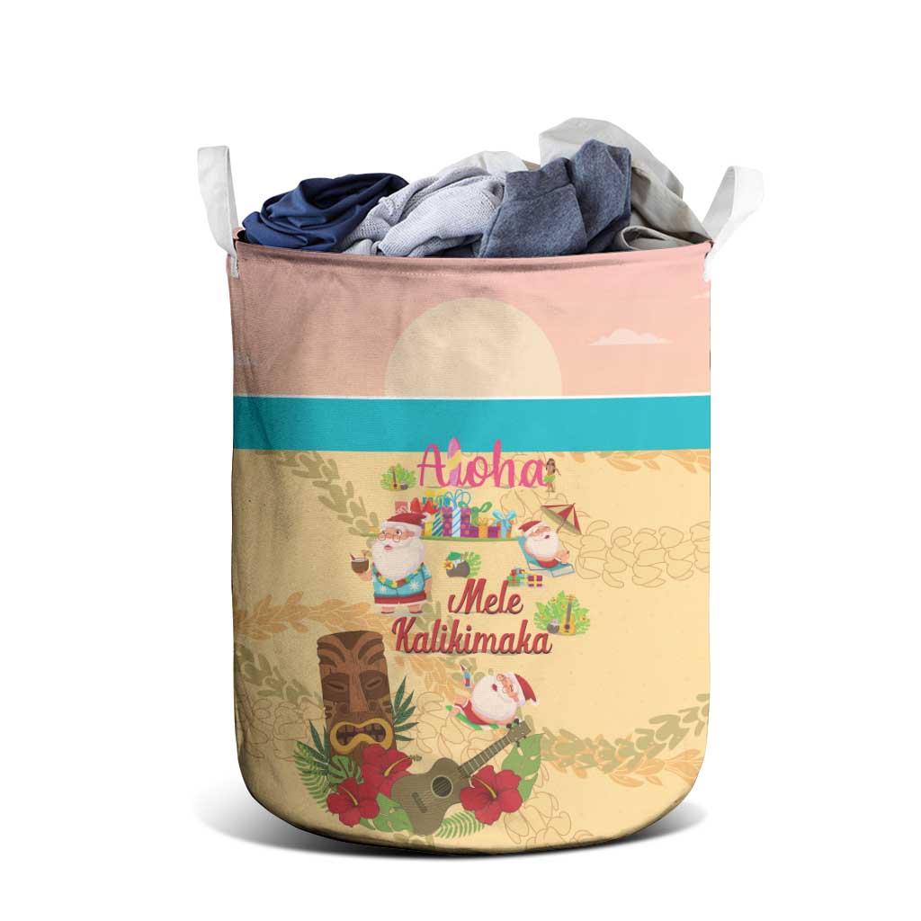 Aloha Hawaii Mele Kalikimaka Laundry Basket Beachy Funny Santa Hawaiian Lei - Polynesian Pride