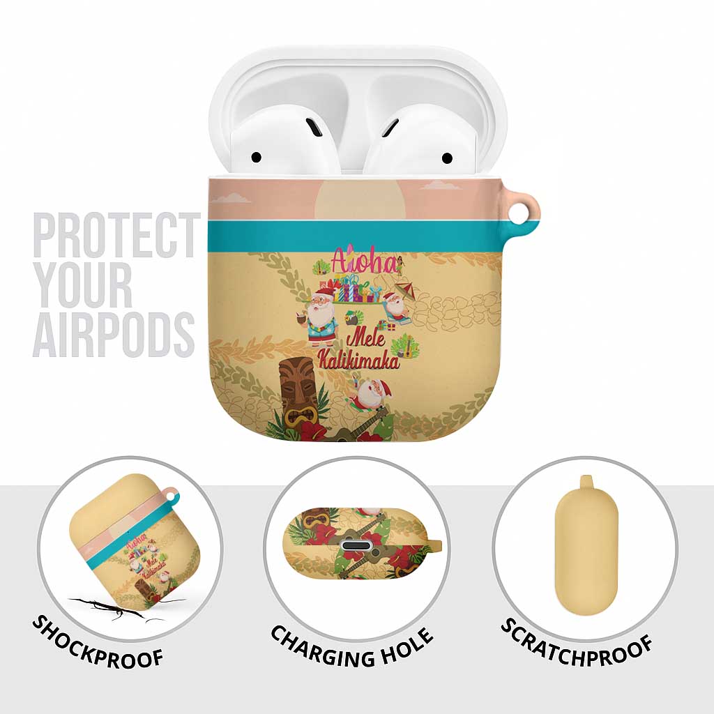 Aloha Hawaii Mele Kalikimaka AirPods Case Beachy Funny Santa Hawaiian Lei - Polynesian Pride