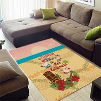Aloha Hawaii Mele Kalikimaka Area Rug Beachy Funny Santa Hawaiian Lei - Polynesian Pride
