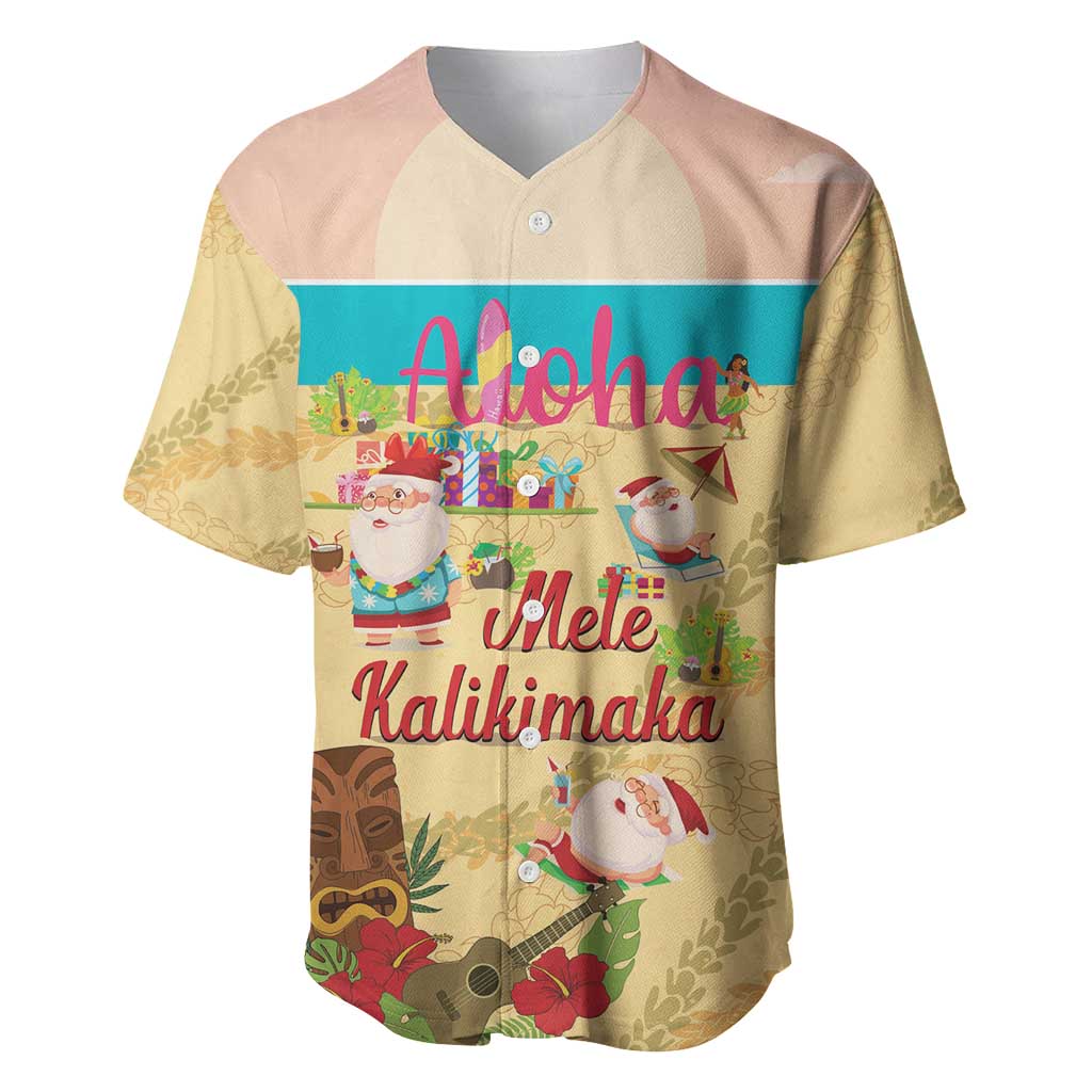 Aloha Hawaii Mele Kalikimaka Baseball Jersey Beachy Funny Santa Hawaiian Lei - Polynesian Pride