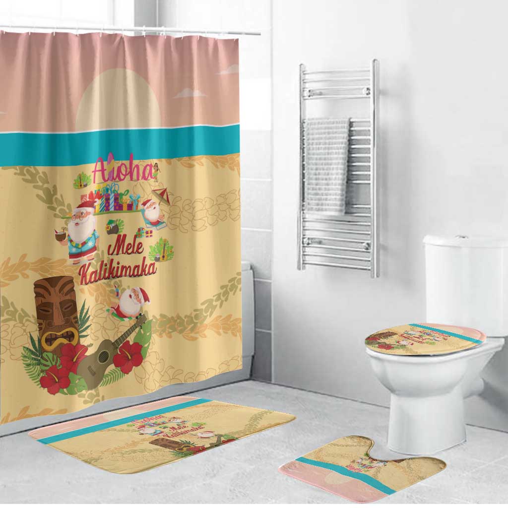 Aloha Hawaii Mele Kalikimaka Bathroom Set Beachy Funny Santa Hawaiian Lei - Polynesian Pride