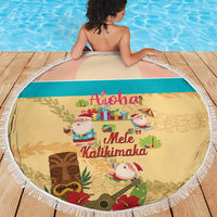 Aloha Hawaii Mele Kalikimaka Beach Blanket Beachy Funny Santa Hawaiian Lei - Polynesian Pride