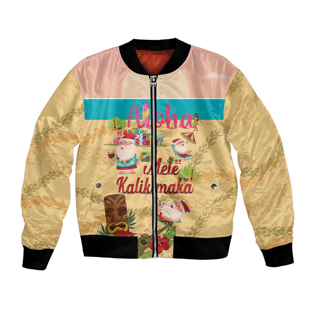 Aloha Hawaii Mele Kalikimaka Bomber Jacket Beachy Funny Santa Hawaiian Lei - Polynesian Pride