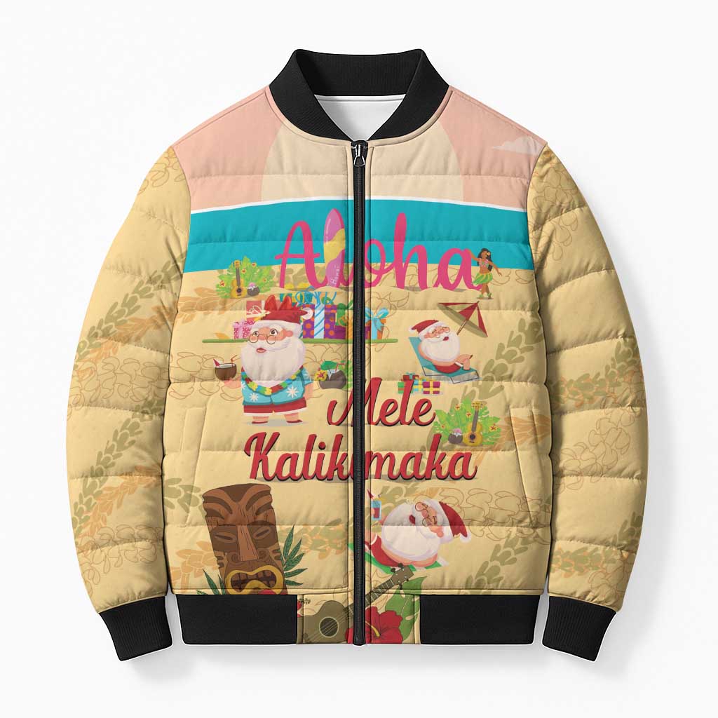 Aloha Hawaii Mele Kalikimaka Bomber Puffer Jacket Beachy Funny Santa Hawaiian Lei - Polynesian Pride