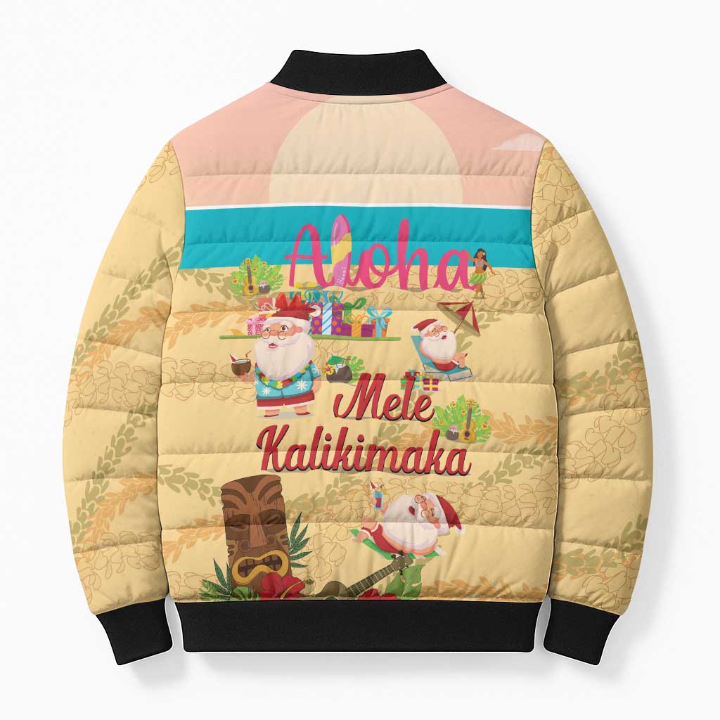 Aloha Hawaii Mele Kalikimaka Bomber Puffer Jacket Beachy Funny Santa Hawaiian Lei - Polynesian Pride