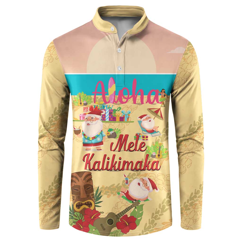 Aloha Hawaii Mele Kalikimaka Button Sweatshirt Beachy Funny Santa Hawaiian Lei - Polynesian Pride