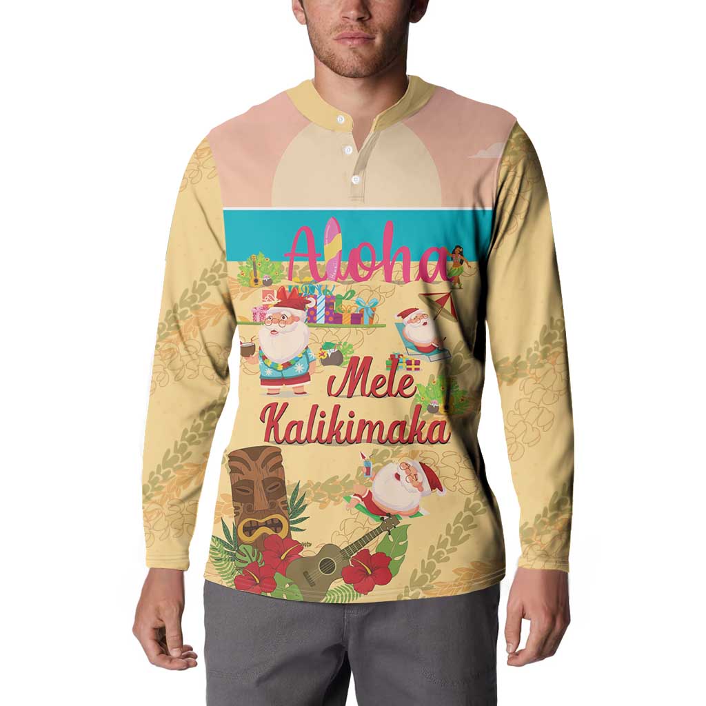 Aloha Hawaii Mele Kalikimaka Button Sweatshirt Beachy Funny Santa Hawaiian Lei - Polynesian Pride