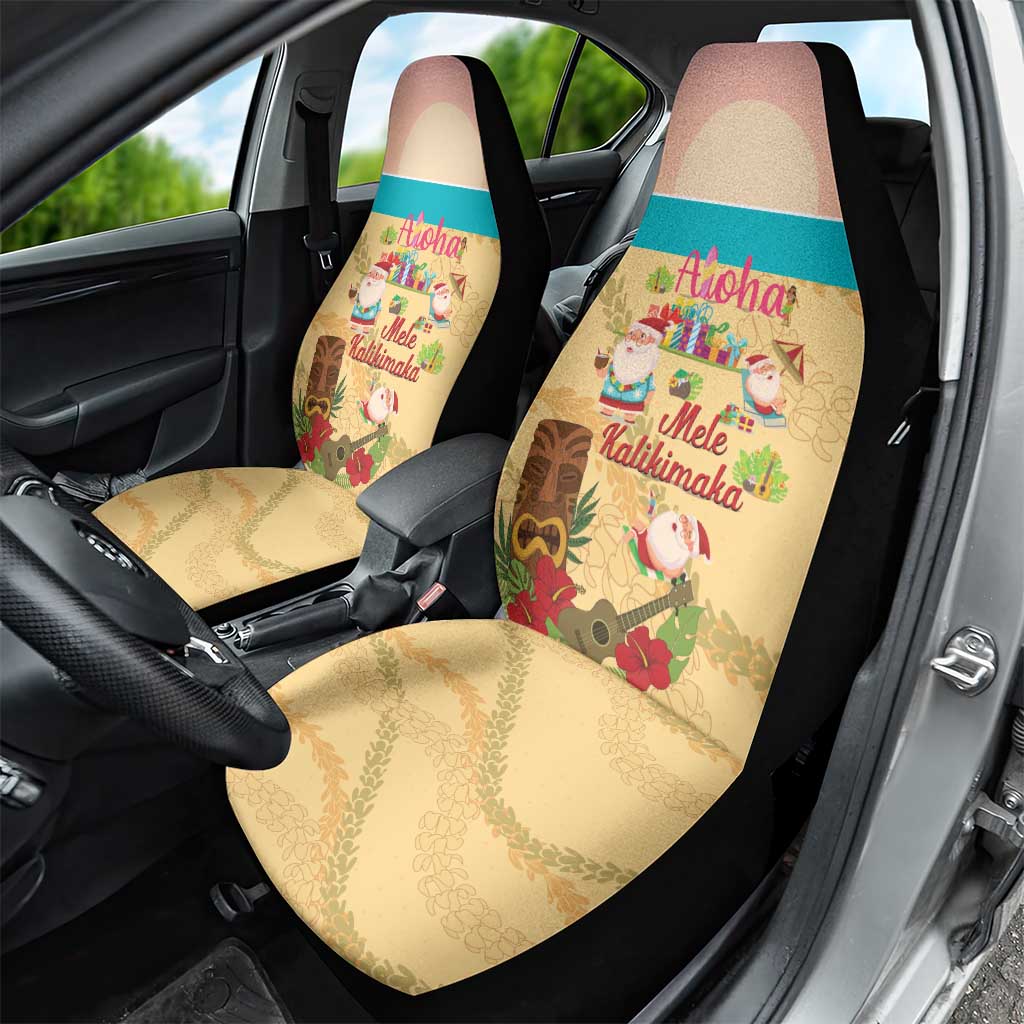 Aloha Hawaii Mele Kalikimaka Car Seat Cover Beachy Funny Santa Hawaiian Lei - Polynesian Pride