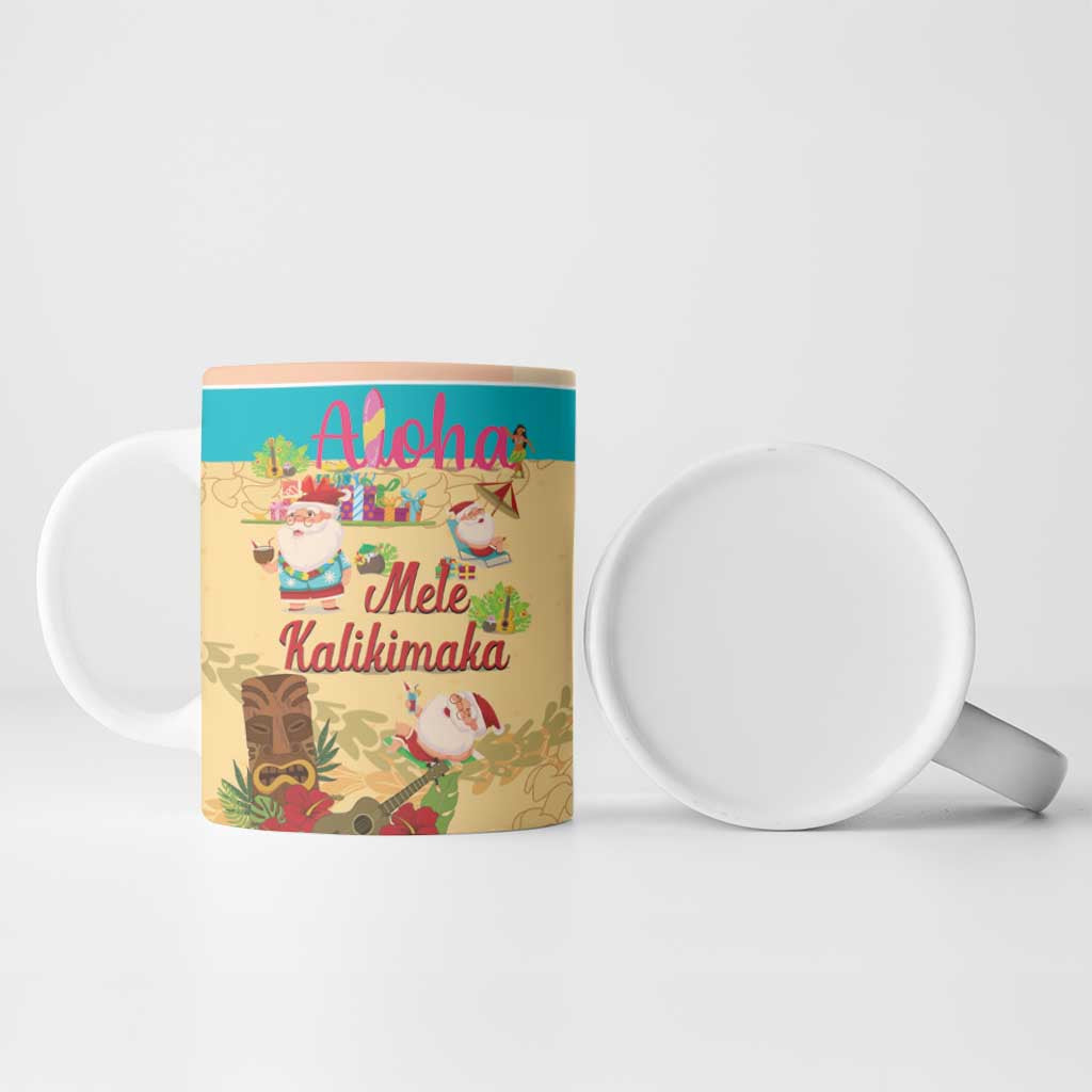 Aloha Hawaii Mele Kalikimaka Ceramic Mug Beachy Funny Santa Hawaiian Lei - Polynesian Pride