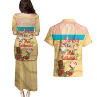Aloha Hawaii Mele Kalikimaka Couples Matching Puletasi and Hawaiian Shirt Beachy Funny Santa Hawaiian Lei - Polynesian Pride