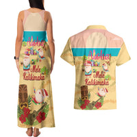 Aloha Hawaii Mele Kalikimaka Couples Matching Tank Maxi Dress and Hawaiian Shirt Beachy Funny Santa Hawaiian Lei - Polynesian Pride