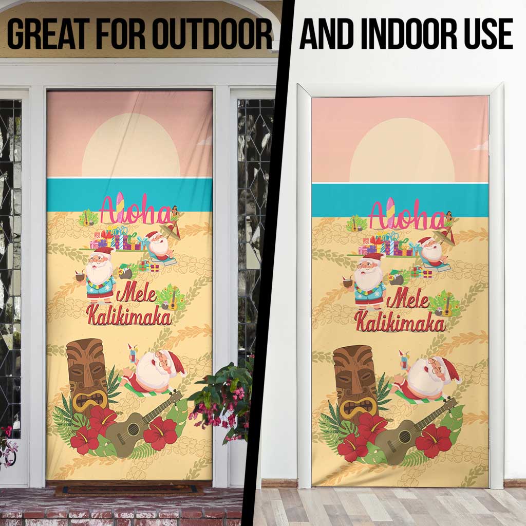 Aloha Hawaii Mele Kalikimaka Door Cover Beachy Funny Santa Hawaiian Lei - Polynesian Pride