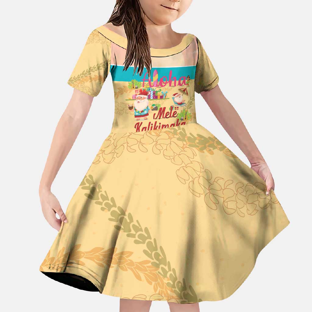 Aloha Hawaii Mele Kalikimaka Family Matching Off Shoulder Maxi Dress and Hawaiian Shirt Beachy Funny Santa Hawaiian Lei - Polynesian Pride