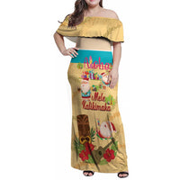 Aloha Hawaii Mele Kalikimaka Family Matching Off Shoulder Maxi Dress and Hawaiian Shirt Beachy Funny Santa Hawaiian Lei - Polynesian Pride