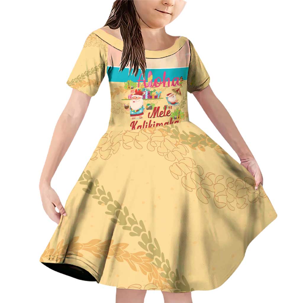 Aloha Hawaii Mele Kalikimaka Family Matching Off Shoulder Short Dress and Hawaiian Shirt Beachy Funny Santa Hawaiian Lei - Polynesian Pride