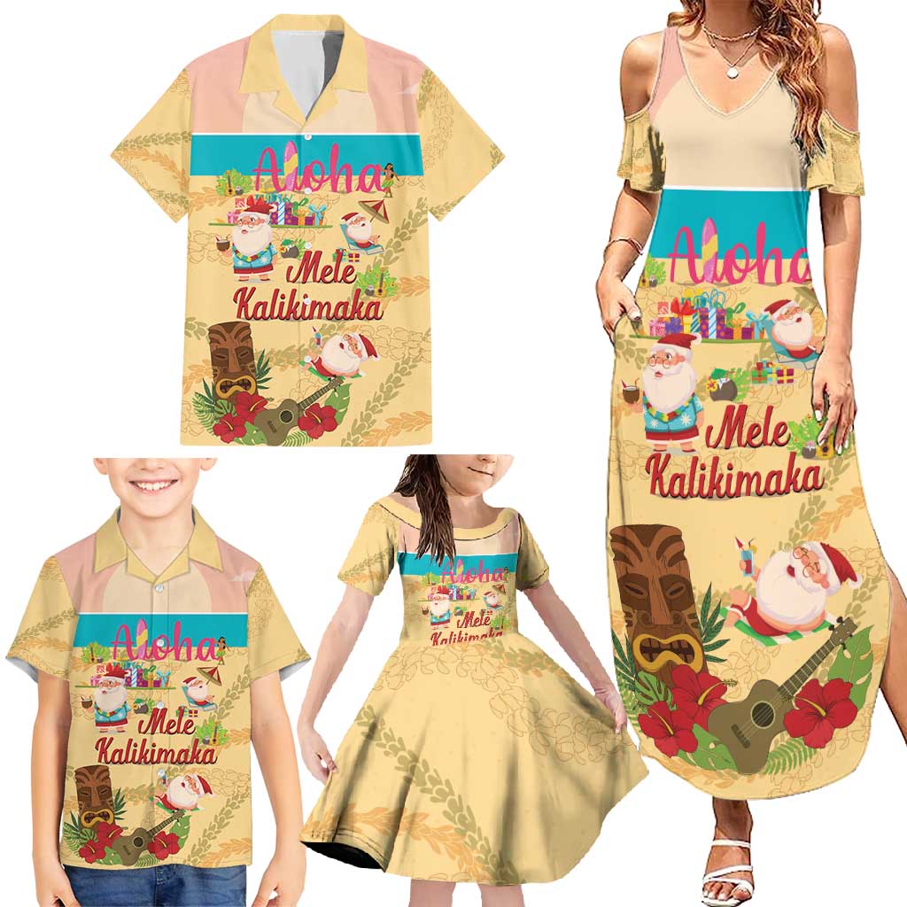 Aloha Hawaii Mele Kalikimaka Family Matching Summer Maxi Dress and Hawaiian Shirt Beachy Funny Santa Hawaiian Lei - Polynesian Pride