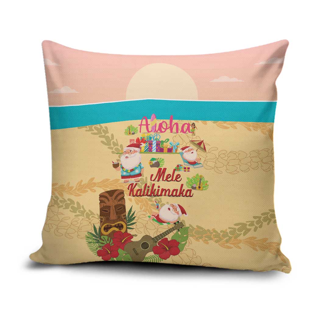 Aloha Hawaii Mele Kalikimaka Pillow Cover Beachy Funny Santa Hawaiian Lei - Polynesian Pride