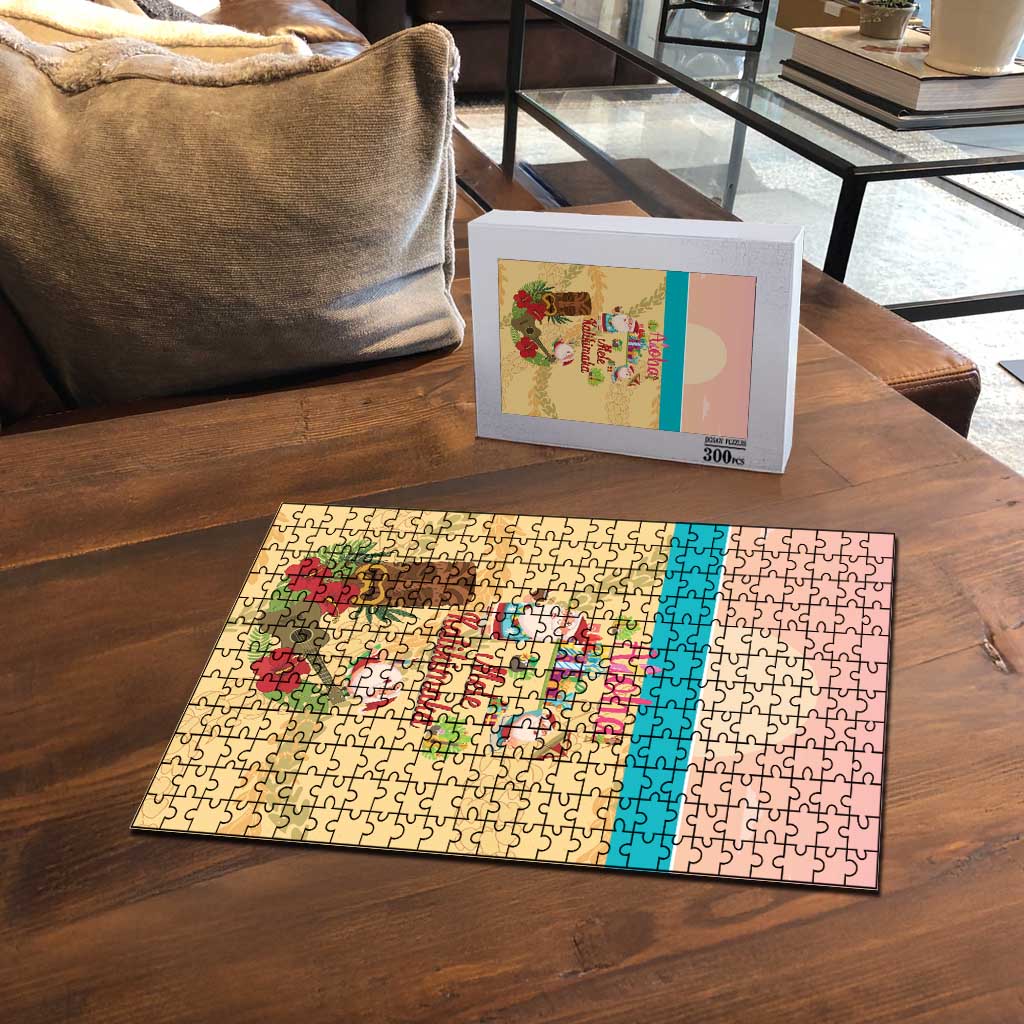 Aloha Hawaii Mele Kalikimaka Puzzle Beachy Funny Santa Hawaiian Lei - Polynesian Pride