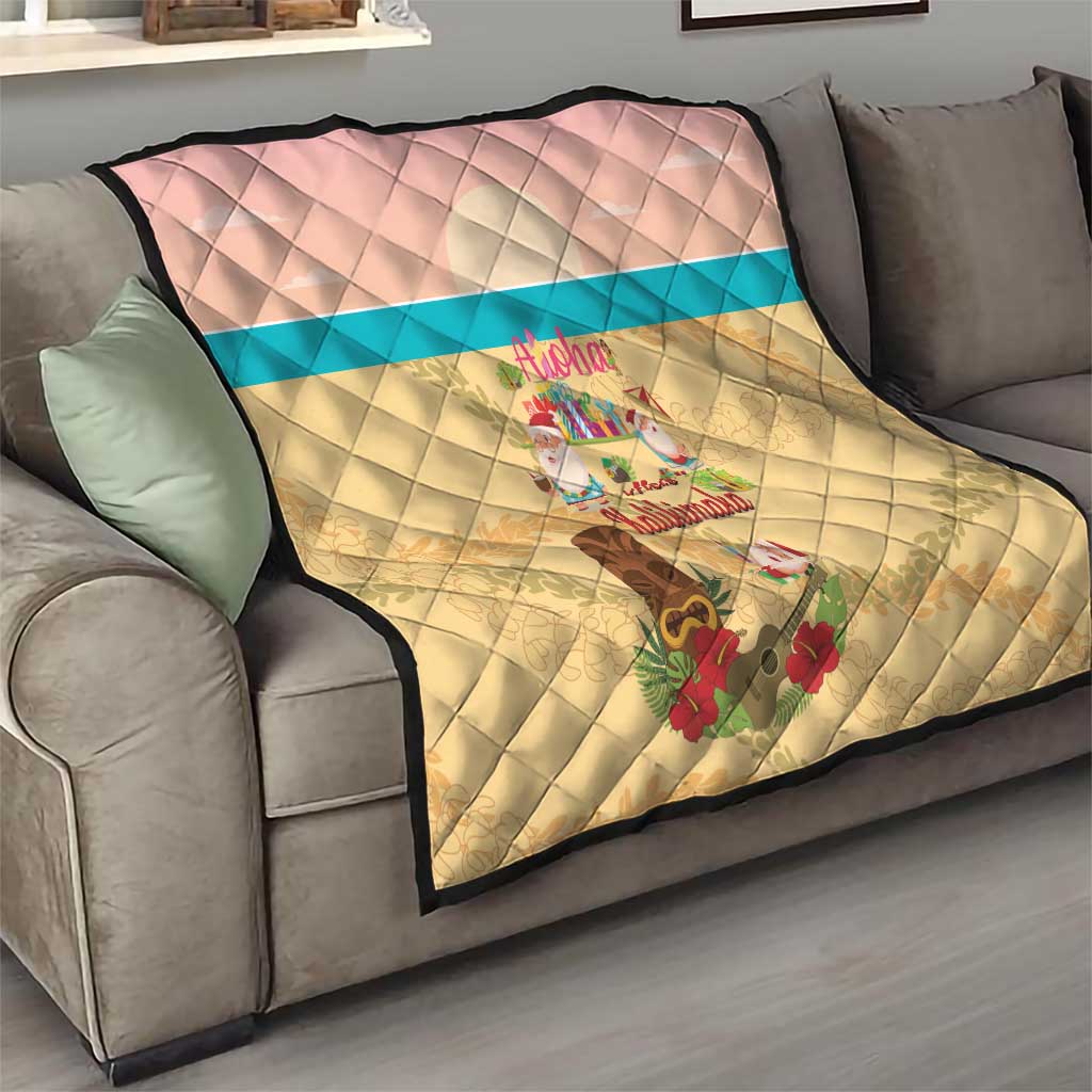 Aloha Hawaii Mele Kalikimaka Quilt Beachy Funny Santa Hawaiian Lei - Polynesian Pride