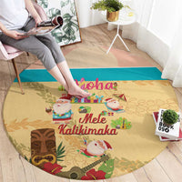Aloha Hawaii Mele Kalikimaka Round Carpet Beachy Funny Santa Hawaiian Lei - Polynesian Pride