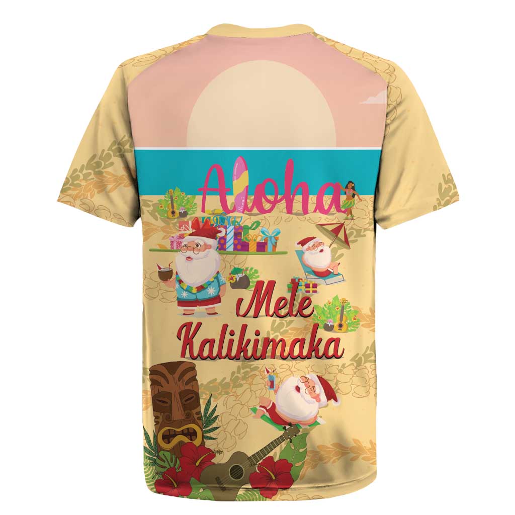 Aloha Hawaii Mele Kalikimaka Rugby Jersey Beachy Funny Santa Hawaiian Lei - Polynesian Pride