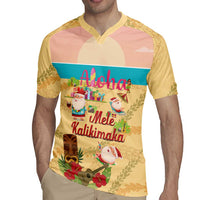 Aloha Hawaii Mele Kalikimaka Rugby Jersey Beachy Funny Santa Hawaiian Lei - Polynesian Pride