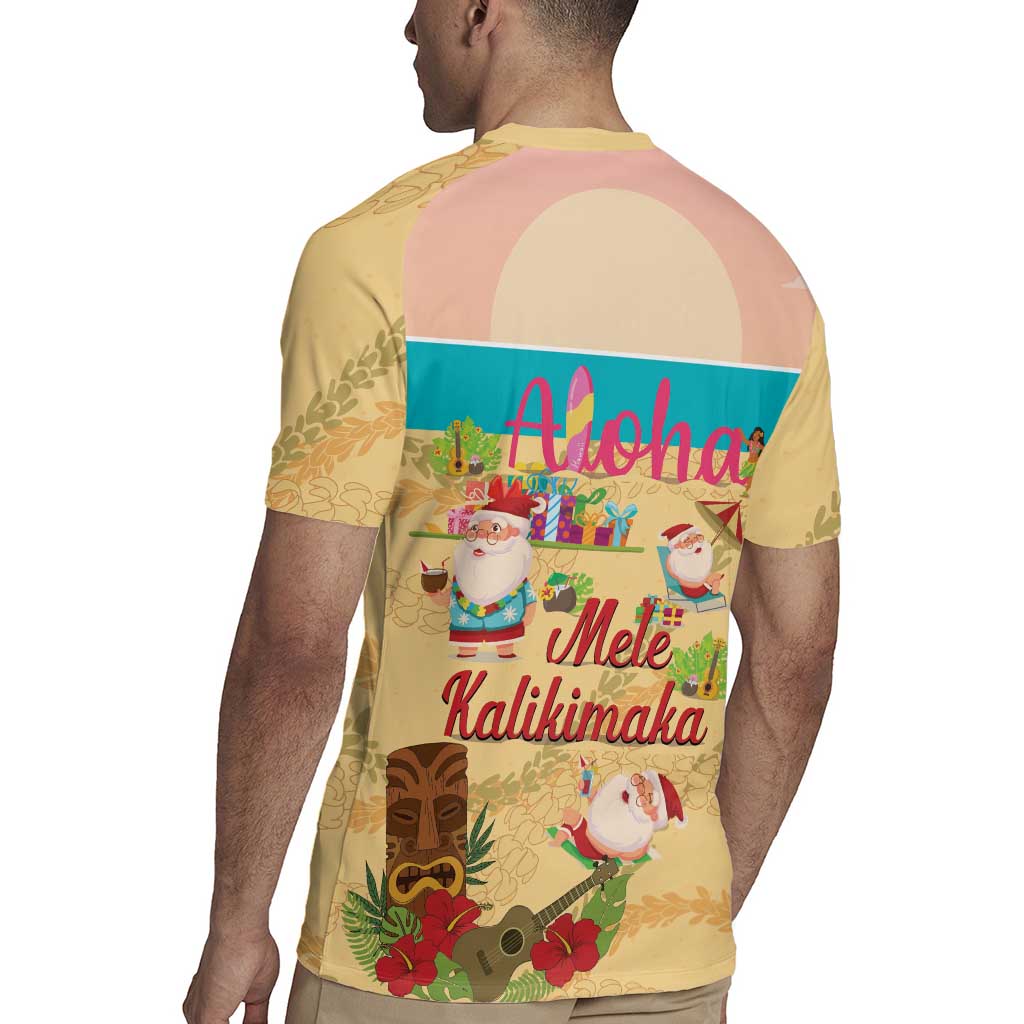 Aloha Hawaii Mele Kalikimaka Rugby Jersey Beachy Funny Santa Hawaiian Lei - Polynesian Pride