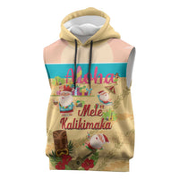 Aloha Hawaii Mele Kalikimaka Sleeveless Hoodie Beachy Funny Santa Hawaiian Lei - Polynesian Pride