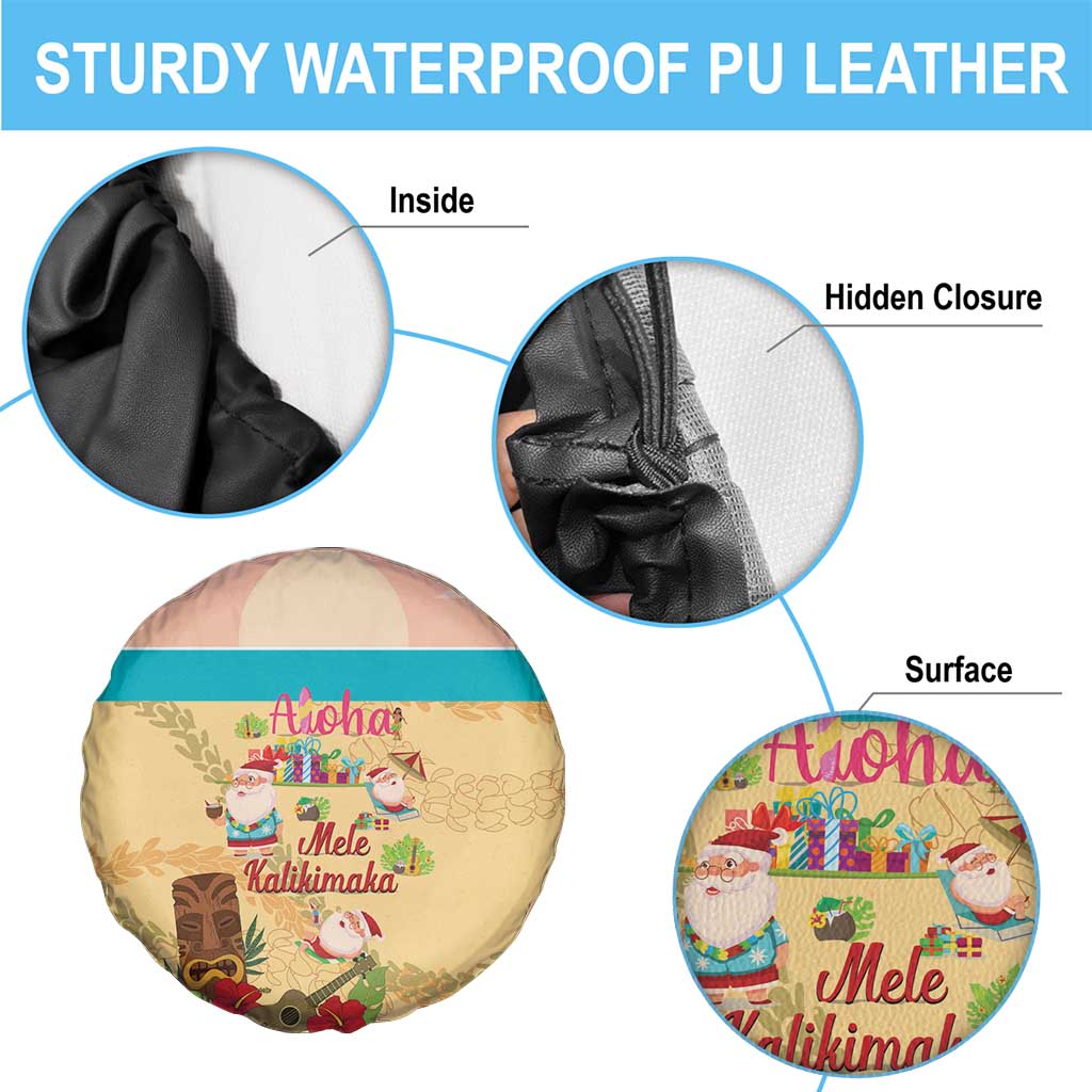 Aloha Hawaii Mele Kalikimaka Spare Tire Cover Beachy Funny Santa Hawaiian Lei - Polynesian Pride