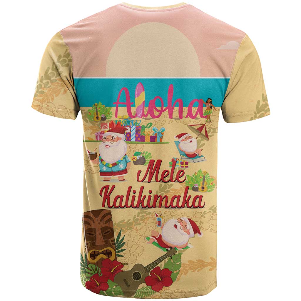 Aloha Hawaii Mele Kalikimaka T Shirt Beachy Funny Santa Hawaiian Lei - Polynesian Pride