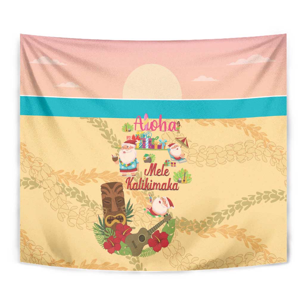 Aloha Hawaii Mele Kalikimaka Tapestry Beachy Funny Santa Hawaiian Lei - Polynesian Pride