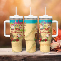 Aloha Hawaii Mele Kalikimaka Tumbler With Handle Beachy Funny Santa Hawaiian Lei - Polynesian Pride