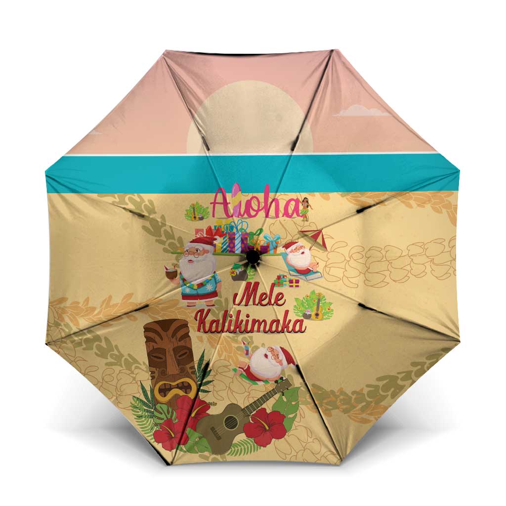 Aloha Hawaii Mele Kalikimaka Umbrella Beachy Funny Santa Hawaiian Lei - Polynesian Pride