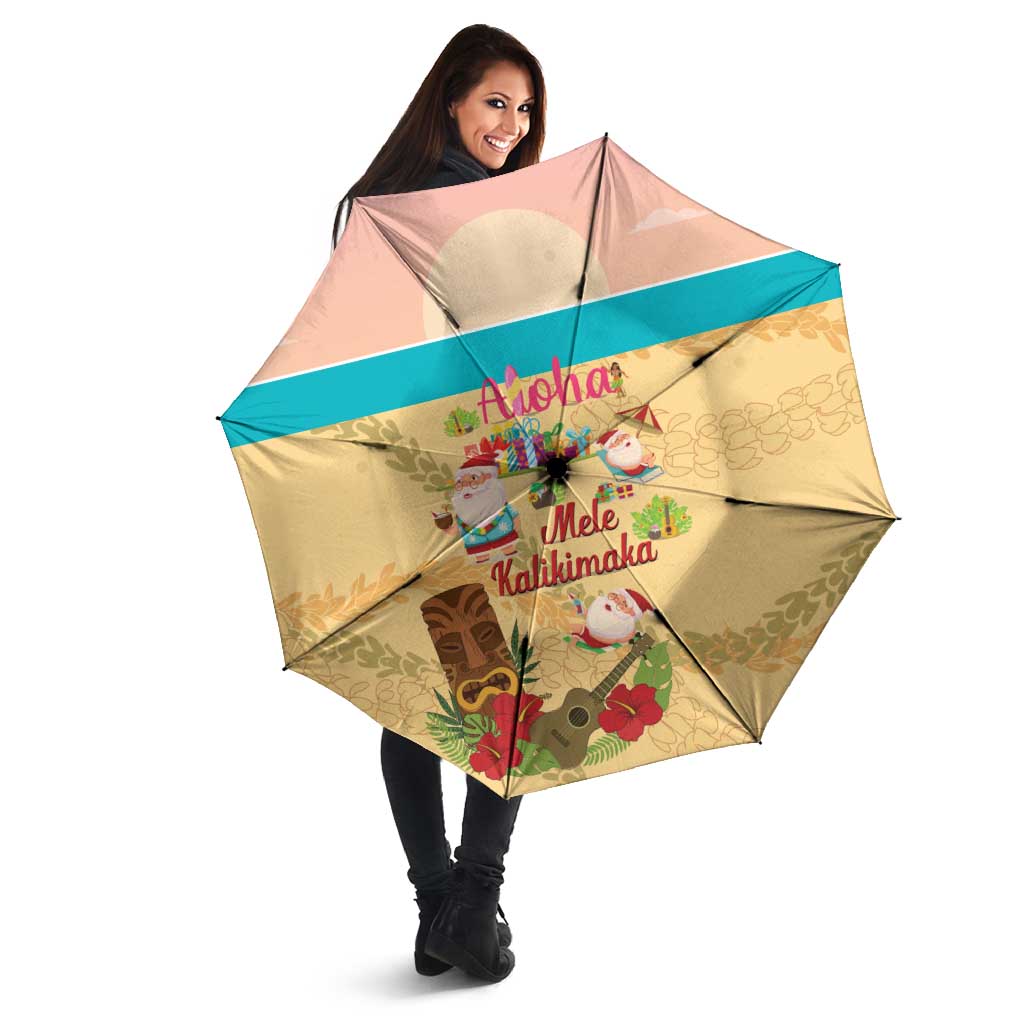 Aloha Hawaii Mele Kalikimaka Umbrella Beachy Funny Santa Hawaiian Lei - Polynesian Pride