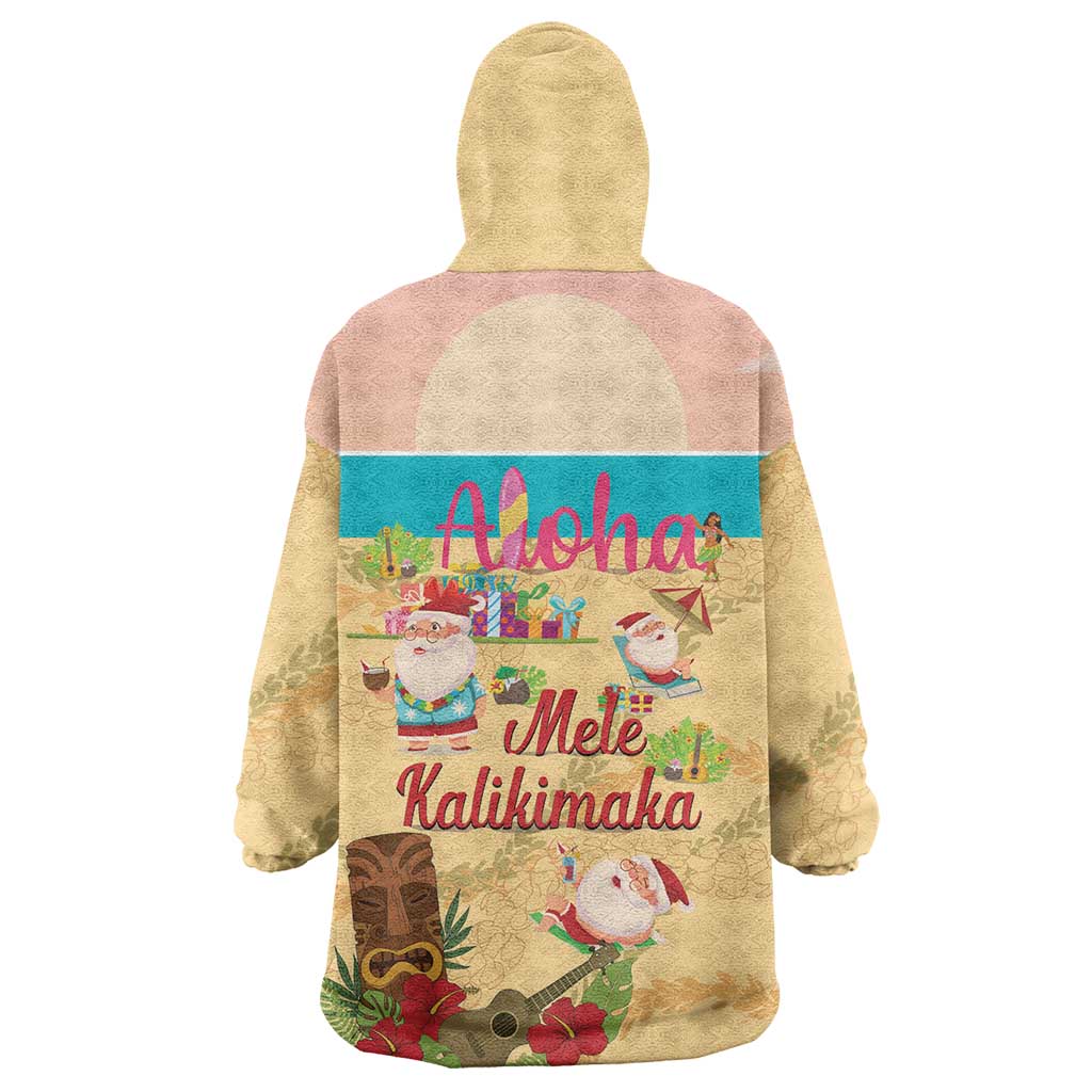 Aloha Hawaii Mele Kalikimaka Wearable Blanket Hoodie Beachy Funny Santa Hawaiian Lei - Polynesian Pride