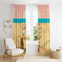 Aloha Hawaii Mele Kalikimaka Window Curtain Beachy Funny Santa Hawaiian Lei - Polynesian Pride