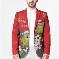 New Zealand Kakapo Christmas Blazer Owl Parrot Santa Sliver Fern Manuka - Red - Polynesian Pride