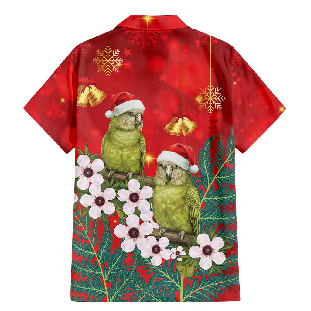 New Zealand Kakapo Christmas Family Matching Mermaid Dress and Hawaiian Shirt Owl Parrot Santa Sliver Fern Manuka - Red - Polynesian Pride