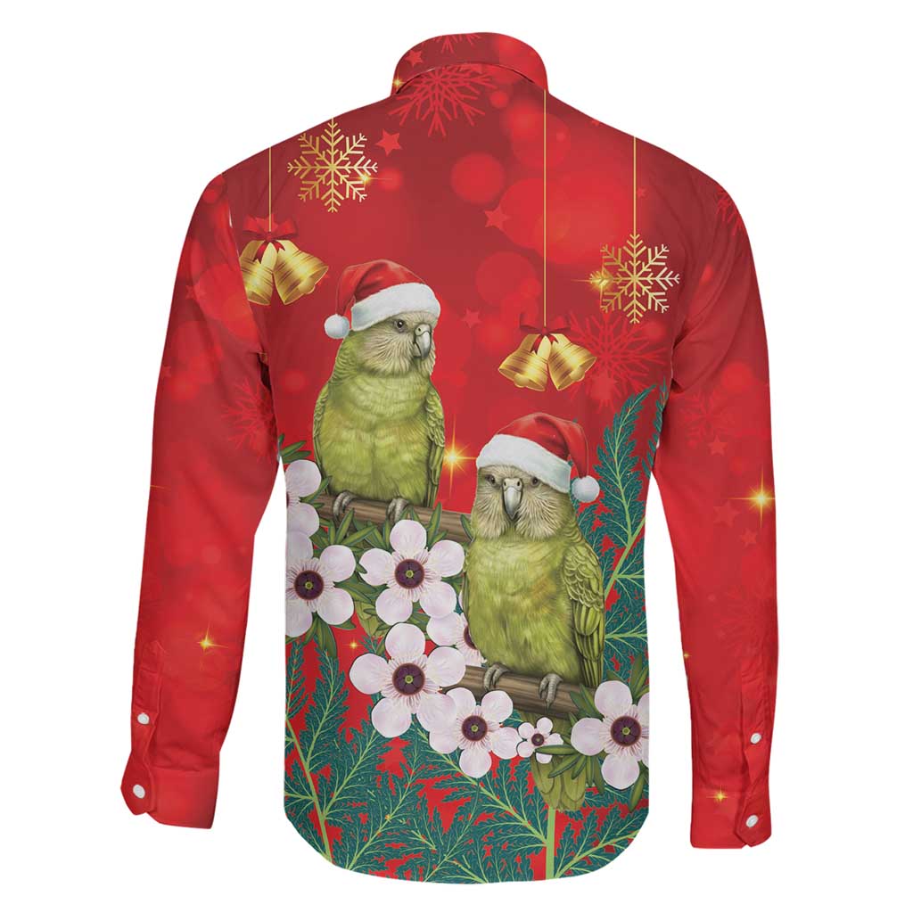 New Zealand Kakapo Christmas Family Matching Summer Maxi Dress and Hawaiian Shirt Owl Parrot Santa Sliver Fern Manuka - Red LT14 - Polynesian Pride