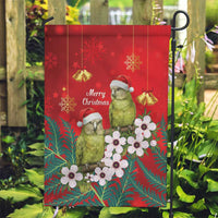 New Zealand Kakapo Christmas Garden Flag Owl Parrot Santa Sliver Fern Manuka - Red - Polynesian Pride