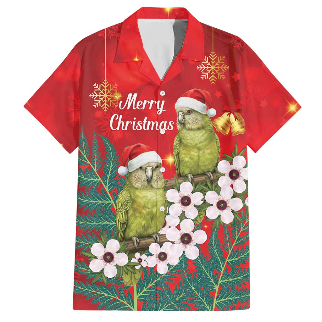 New Zealand Kakapo Christmas Hawaiian Shirt Owl Parrot Santa Sliver Fern Manuka - Red LT14 Red - Polynesian Pride