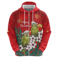 New Zealand Kakapo Christmas Hoodie Owl Parrot Santa Sliver Fern Manuka - Red - Polynesian Pride