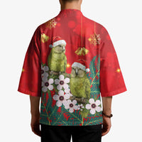 New Zealand Kakapo Christmas Kimono Owl Parrot Santa Sliver Fern Manuka - Red - Polynesian Pride